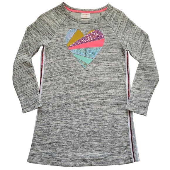 Cat & Jack Other - Cat & Jack Girls Heart Dress Heather Gray Long Sleeve Sequin Glitter L 10/12